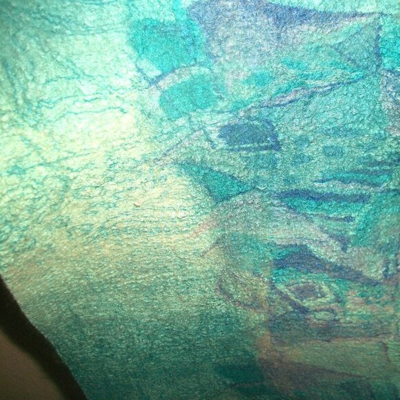 Vintage 1 of a Kind Handmade Hand-dyed Reversible Felted-Wool Scarf 66" X 18" - Picture 10 of 11